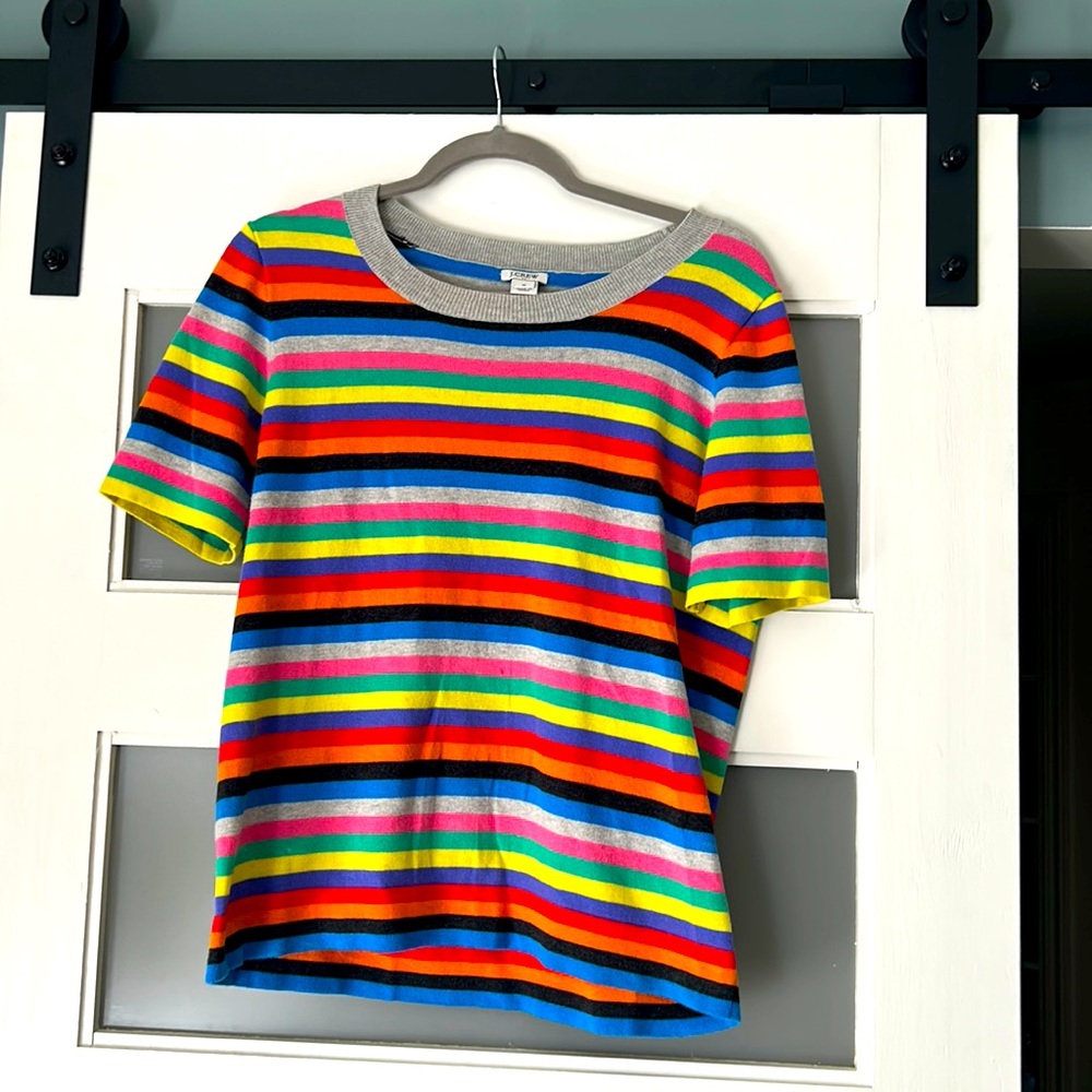 J.Crew short sleeve colorful sweater in size medium.